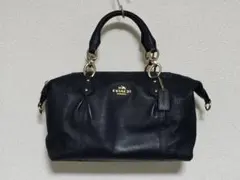 COACH ハンドバッグ ミニボストン ネイビー レザー