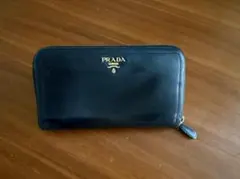 【PRADA】ラウンドファスナー長財布 ブラック レザーのサムネイル