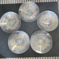 HOYA 花柄エンボスガラス皿 5枚セット 未使用