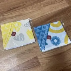 カルディ　もへじ 手ぬぐいエコバッグ 青 黄色