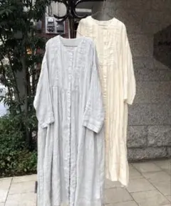 ネストローブ nest Robe リネンフロント オープンギャザーワンピース