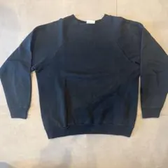80s 90sUSA製Hanesスウェットブラック黒古着短丈sラグラン