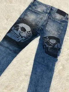 ZARA☆ダメージ加工バイカースキニーデニム☆34☆ウェスト約92cm 