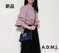 新品 ADMJ エーディーエムジェー ナイロンリュクス2WAYクロスボディ 紺色のサムネイル