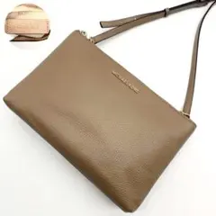 MICHEL KORS ミニショルダーバッグ ダブルファスナー レザー ベージュ