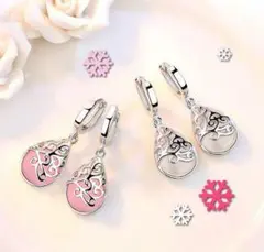 ピンクストーンのシルバーピアス♬