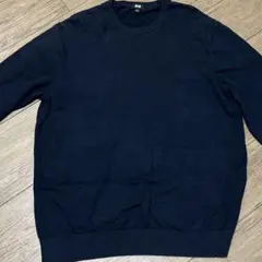 【ユニクロ】UNIQLO スーピマコットンクルーネックセーター　XL ネイビー