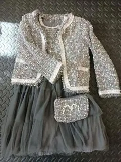 グレー ツイードジャケット フォーマルドレスセット