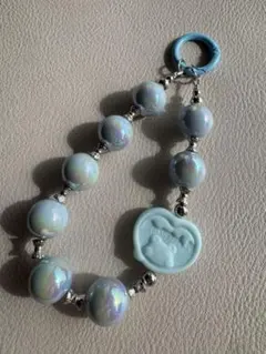 虹色ビーズ携帯ストラップ（0417）