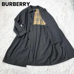 【美品✨】バーバリーロンドン ノバチェックステンカラーコート 希少カラー墨黒◎L