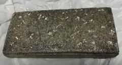 総ビーズ クラッチバッグ パーティーバッグ 和装用　 着物用　シルバー　花柄