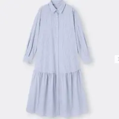 ジーユー　ギャザー切り替えシャツワンピース