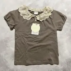 【タグ付き新品】tete a tete フリル襟付きTシャツ ブラウン