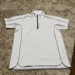 新品　DESCENTE ハーフジップ 半袖シャツ ホワイトのサムネイル