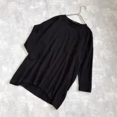 アメリカンホリック（F）チュニック カットソー ロンT 七分袖 黒 綿100%