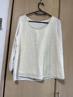 GLACIER グラシア 花柄レース ブラウス パール調ビーズ M アイボリー