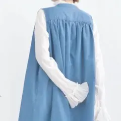新品未使用ノースリーブ デニムロングワンピース ライトブルー