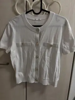 GU ホワイト ショートカーディガン M