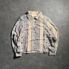 BS19【ヴィンテージ】総柄　デザイナーズシャツ　ペイズリー柄古着usedのサムネイル