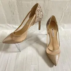 美品✨DIANA ダイアナ チュール グリッターパンプス ゴールド 23cm