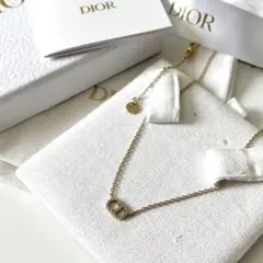 ディオール　ネックレス　Clair D Lune　クリスタル　CDロゴ　ゴールド