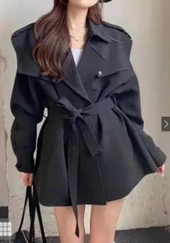 リボンベルト付きショート丈トレンチコート[k8959a]