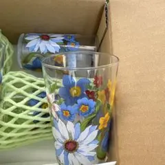 花柄ガラスコップ5個セット