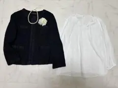 Mサイズ　グリーンレーベル リラクシング　ノーカラージャケット　ブラウス　黒　白