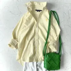 完売品】26SS 新品 ポロラルフローレン 現行 リネンストライプシャツ L 