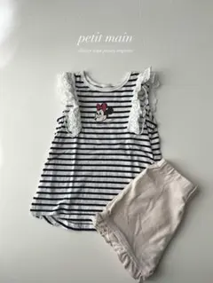 美品新品 プティマイン petitmain ミニートップス 1分丈パンツセットのサムネイル