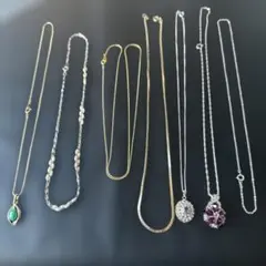 ネックレスセット 緑色と紫色　7点