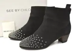SEE BY CHLOE スタッズ付き アンクルーツ 37 黒 24.0cm