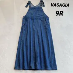 【VASAGIA】デニムワンピース ジャンパースカート (9R) ブルー