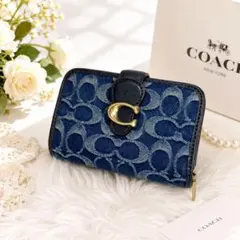 未使用級♡COACH　財布　デニム　ブルー　ビルフォード　ウォレット Cロゴ近年 未使用級♡COACH 財布 デニム ブルー ビルフォード ウォレット Cロゴ