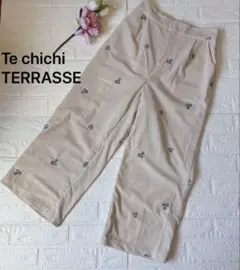 Te chichi TERRASSE 花刺繍ワイドパンツ　ガウチョパンツ