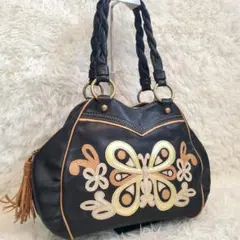 ⭐極美品⭐ANNA SUI 蝶 ボストンバッグ 肩掛け オールレザー ブラック
