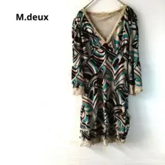 M.deux 　五分袖チュニック　抽象模様　鮮やか　軽量　ゆったりのサムネイル