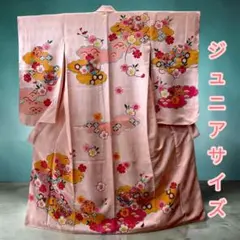 ジュニア振袖 正絹 手描き友禅 新品 お仕立て上がり ピンク 手毬 子供 