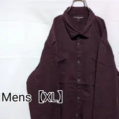 K124【US輸入】カルバンクライン　長袖シャツ【メンズXL】ボルドー