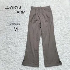 【LOWRYS FARM】チェックフレアパンツ【M】裾スリット センタープレス