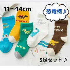☆新品☆キッズソックス　11〜14cm　5足セット　恐竜　可愛い　通年　靴下