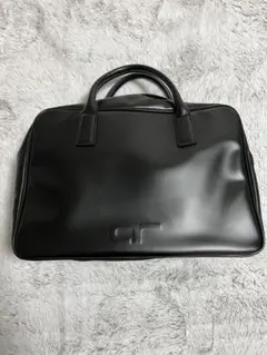 アダムエロペ ロゴボストン バッグ 黒 型押し