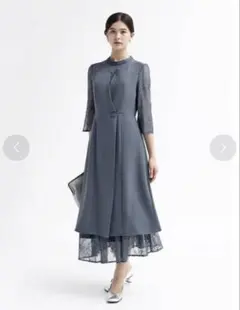 ヤマダヤ Rire Fete フラワーレースレイヤードドレス ブルー