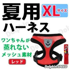 夏用 犬 ハーネス　リード付き【ＸＬサイズ／レッド】蒸れないメッシュ素材のベスト