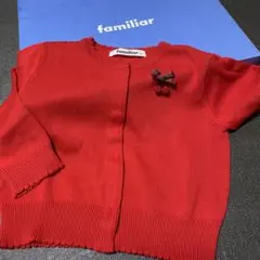 新品未使用familiar❤️リボンとチェリーの可愛い綿ニットカーディガン 80