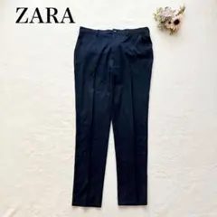 【ザラ】スラックス（M）テーパードパンツ ズボン シンプル 無 紺 カジュアル