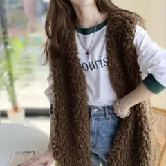 クラシカルエルフ　M 美品 ボア ベスト ブラウン