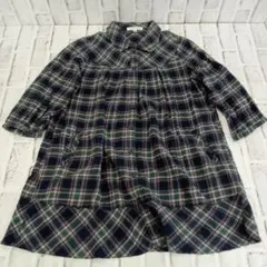 KLEIN PLUS チェック柄シャツワンピース ネイビー系のサムネイル