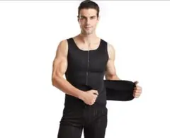 【2XL／ブラック】ダイエットベルト サウナスーツ メンズ トレーニング