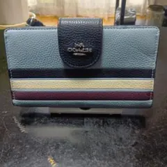 COACH 長財布 青 黒